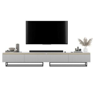 Meble Lindner TV STOLÍK sada 2 ks Selene matná biela 280 cm s kovovým rámom vyobraziť