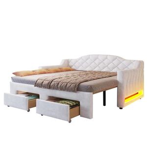 KOMHTOM DENNÁ POSTEĽ 90x200 až 180x200 cm s dvoma zásuvkami a LED osvetlením, biela vyobraziť
