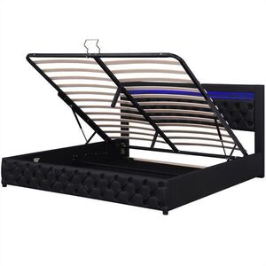 KOMHTOM ČALÚNENÁ POSTEĽ 180/200 cm v čiernej PU farbe s LED osvetlením vyobraziť