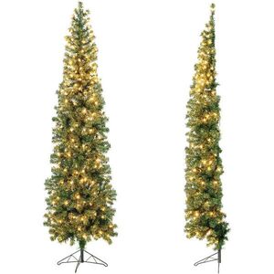 COSTWAY VIANOČNÝ STROM Polovičný strom 210 cm 150 LED teplá biela Zelená vyobraziť