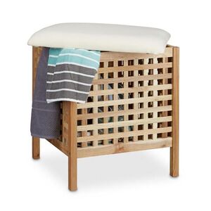 Relaxdays STOLIČKA orech so zberačom bielizne 52 L vyobraziť