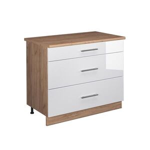 Vicco KUCHYNSKÁ SPODNÁ SKRINKA Fame-Line, Biely vysoký lesk/Dub Goldkraft, 100 cm, AP Oak vyobraziť