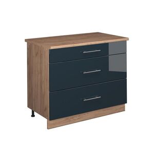 Vicco KUCHYNSKÁ SPODNÁ SKRINKA Fame-Line, Tmavo modrá vysoký lesk/Dub Goldkraft, 100 cm, AP Oak vyobraziť