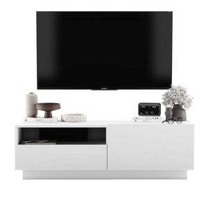 Meble Lindner TV stolík Enjoy Biela matná 120 cm so zásuvkou a soklom vyobraziť