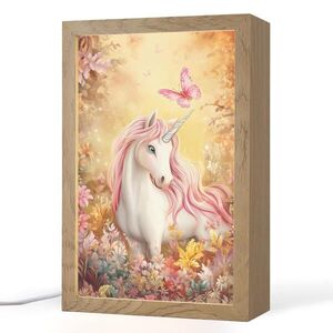 OnlyWow NOČNÁ LAMPA Jednorožec - Kvety - Motýľ - Ružová 20x30 cm vyobraziť
