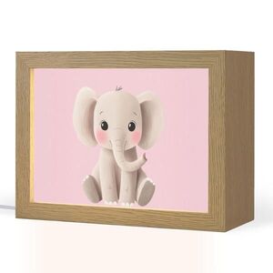 OnlyWow NOČNÁ LAMPA Slon - dieťa - ružový - kreslený 20x15 cm vyobraziť