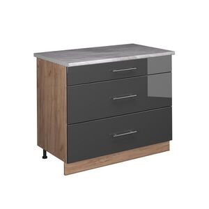 Vicco KUCHYNSKÁ SPODNÁ SKRINKA Fame-Line, Antracit vysoký lesk/Dub Goldkraft, 100 cm, AP Marble vyobraziť