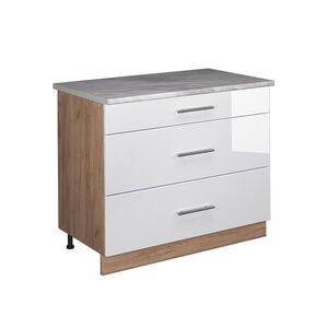 Vicco KUCHYNSKÁ SPODNÁ SKRINKA Fame-Line, Biely vysoký lesk/Dub Goldkraft, 100 cm, AP Marble vyobraziť