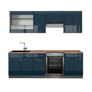 Vicco KUCHYNSKÝ KÚT Fame-Line Tmavomodrá vysoký lesk/antracit 240 cm , AP Oak vyobraziť