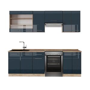 Vicco KUCHYNSKÝ KÚT Fame-Line Tmavomodrá vysoký lesk/dub Goldkraft 240 cm , AP Oak vyobraziť