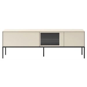 Selsey TV stolík Bellezo s osvetlenou presklenou vitrínou Krémová 166/55/41 cm vyobraziť