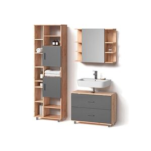 Livinity® SÚPRAVA KÚPEĽŇOVÉHO NÁBYTKU Eisak, antracitová/Dub Goldkraft, 3-dielna vyobraziť