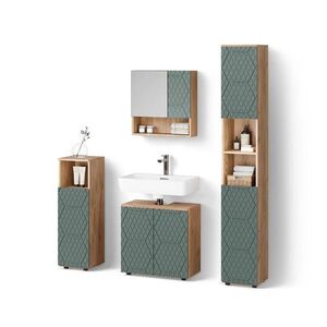 Livinity® SÚPRAVA KÚPEĽŇOVÉHO NÁBYTKU Ronco, zelená/Dub Goldkraft, 4-dielna vyobraziť