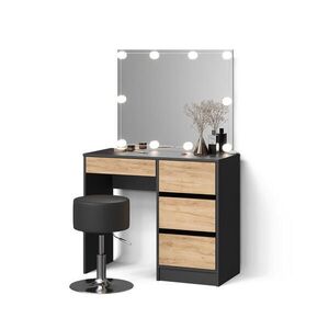 Livinity® TOALETNÝ STOLÍK Imola Antracit/zlatý dub s LED osvetlením a stoličkou vyobraziť