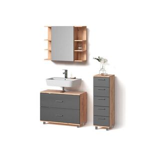 Livinity® SÚPRAVA KÚPEĽŇOVÉHO NÁBYTKU Eisak, antracitová/Dub Goldkraft, 3-dielna vyobraziť