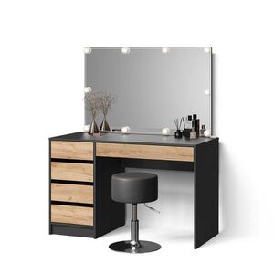 Livinity® TOALETNÝ STOLÍK Imola Antracit/zlatý dub s LED osvetlením a stoličkou vyobraziť