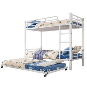 OKWISH POSCHODOVÁ posteľ 204/95/160 cm biela s výsuvným lôžkom a rebríkom z kovu vyobraziť