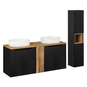 Petits-meubles KÚPEĽŇOVÝ NÁBYTOK 140cm Riva 2-dielna súprava Čierna a drevo vyobraziť