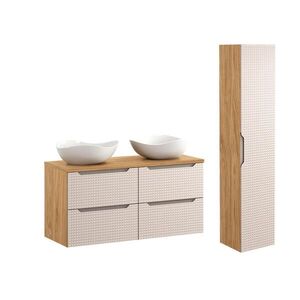 Petits-meubles KÚPEĽŇOVÝ NÁBYTOK 120cm Mallory 2-dielna súprava Béžová a drevo vyobraziť