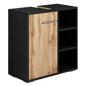 Badplaats SKRINKA POD UMÝVADLO Neptunus 1 dvere čierna s dub - 60 x 30 x 60 cm vyobraziť
