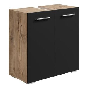 Badplaats SKRINKA POD UMÝVADLO Jupiter 2 dvere gaštanový dub / čierna - 60 x 30 x 60 cm vyobraziť