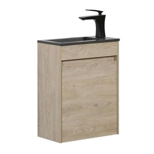 Badplaats SET UMÝVADLA S SKRINKOU Sinta 2 diely gaštanový dub / čierne umývadlo - 40 x 22 x 54 cm vyobraziť