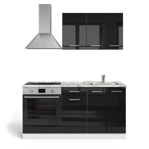Vicco MINI KUCHYŇA R-Line Čierna vysoký lesk/biela 160 cm so skrinkou na vstavanú rúru bez pracovnej dosky vyobraziť