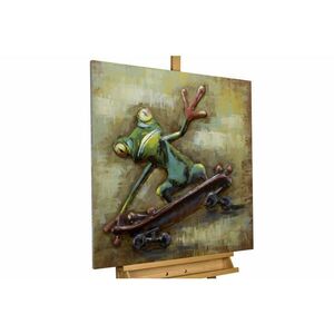 KUNSTLOFT KOVOVÝ OBRAZ 80/80 cm, zvierací motív, zeleno-béžový vyobraziť