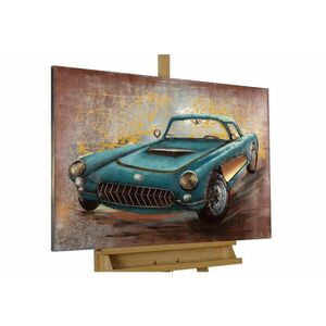 KUNSTLOFT KOVOVÝ OBRAZ 90/60 cm, automobilový motív, modrý vyobraziť
