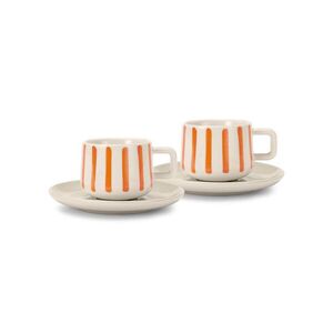 2 šálky na espresso s podšálkami, prúžkované vyobraziť