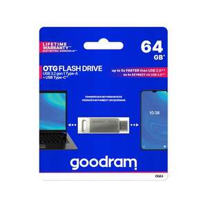GOODRAM USB + USB C 64GB flash disk strieborný vyobraziť
