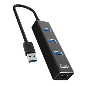 USB rozbočovač GETI GUH3AE 3x USB-A 3.0 + 1x Ethernet vyobraziť