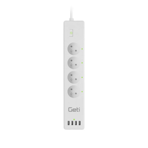 Predlžovací prívod Smart GETI GSS04, 4 zásuvky, 4x USB, Tuya vyobraziť