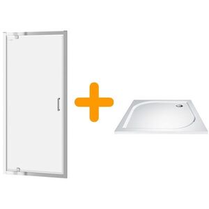 CERSANIT/S - SPRCHOVÉ DVERE 80 TRANSPARENT SKLO + vanička S154-005-SET1 vyobraziť