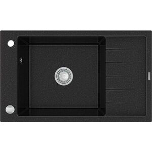 MEXEN - Elias granitový drez 1 misa drez s vypúšťaním krátky odkvapkávač 795x480 mm, čierna / kovové striebro 6511791005-73 vyobraziť