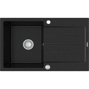 MEXEN - Bruno granitový drez 1 s odkvapkávačom 795x495 mm, čierna / strieborná metalíza 6513791010-73 vyobraziť