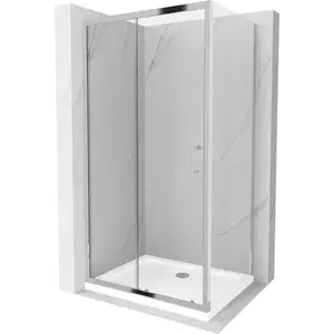 MEXEN/S - Apia sprchovací kút posuvný 90x70, sklo transparent, chrom + vanička 840-090-070-01-00-4010 vyobraziť