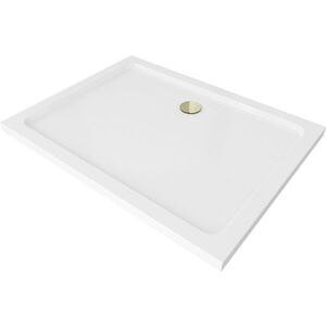 MEXEN/S - Flat sprchová vanička obdĺžniková slim 110 x 100, biela + zlatý sifón 40101011G vyobraziť