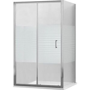 MEXEN/S - Apia sprchovací kút posuvný 110x100, sklo transparent/pruhy, chróm + vanička 840-110-100-01-20-4010 vyobraziť