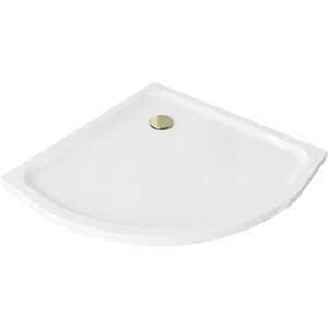 MEXEN/S - Flat sprchová vanička štvrťkruhová slim 80 x 80, biela + zlatý sifón 41108080G vyobraziť