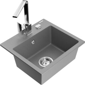 MEXEN/S - Milo granitový drez 1-miska vrátane batérie Rita, šedý 6505-71-670300-00 vyobraziť