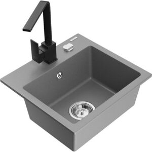 MEXEN/S - Milo granitový drez 1-miska vrátane batérie Rita, šedý 6505-71-670300-70 vyobraziť