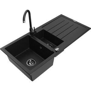 MEXEN/S - Andres granitový drez s odkvapkávačom vrátane batérie Telma, čierna 6515-77-670200-70-B vyobraziť