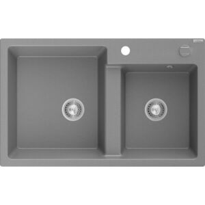 MEXEN - Tomas granitový drez 2-bowl 800x500 mm, sivý, sifón chróm 6516802000-71 vyobraziť