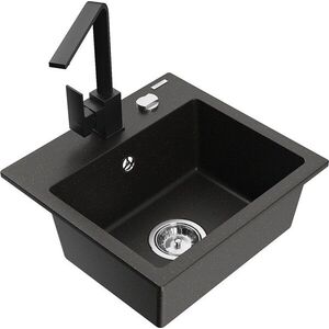 MEXEN/S - Milo granitový drez 1-miska vrátane batérie Rita, čierny/zlatý metalik 6505-75-670300-70 vyobraziť