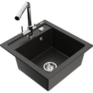 MEXEN/S - Vito granitový drez 1-miska vrátane batérie Duero, čierna/zlatá metalik 6503-75-671600-00 vyobraziť