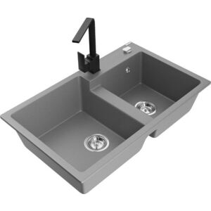 MEXEN/S - Tomas granitový drez 2-bowl vrátane batérie Rita, šedá 6516-71-670300-70 vyobraziť
