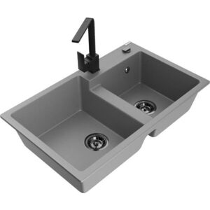 MEXEN/S - Tomas granitový drez 2-bowl vrátane batérie Rita, šedá 6516-71-670300-70-B vyobraziť