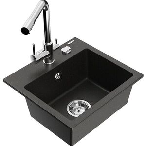 MEXEN/S - Milo granitový drez vrátane batérie Duero, čierna/zlatá metalik 6505-75-671600-00 vyobraziť