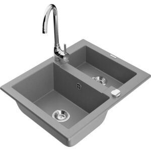 MEXEN/S - Carlos granitový drez 1.5 vrátane batérie Telma, šedá 6518-71-670200-00 vyobraziť